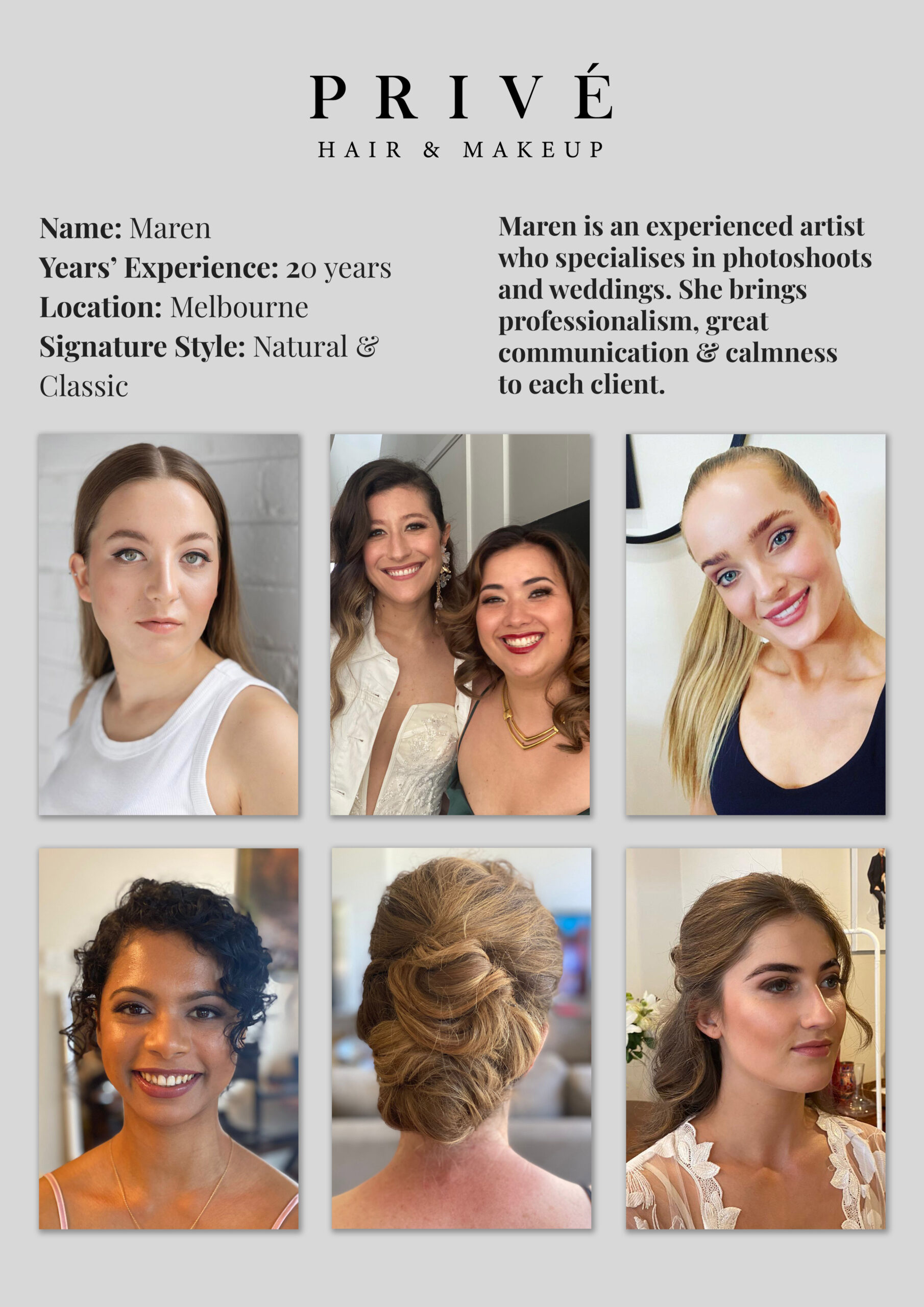 Privé Hair & Makeup Artist Portfolio - Maren In Melbourne